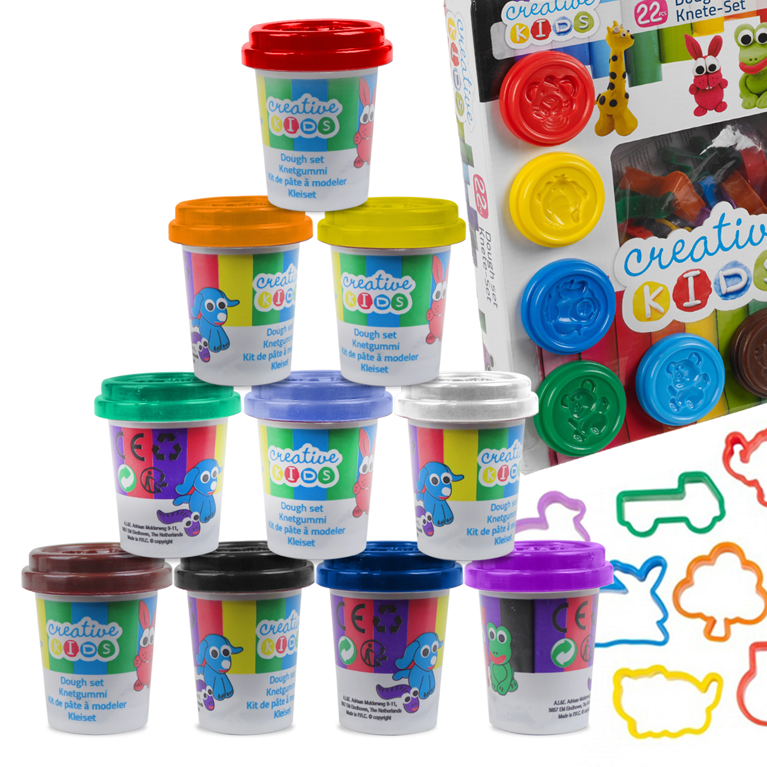 Kids Play Craft Dough 22 Piece Gift Toy Set Doh Clay Tubs Hobby Shapes ...