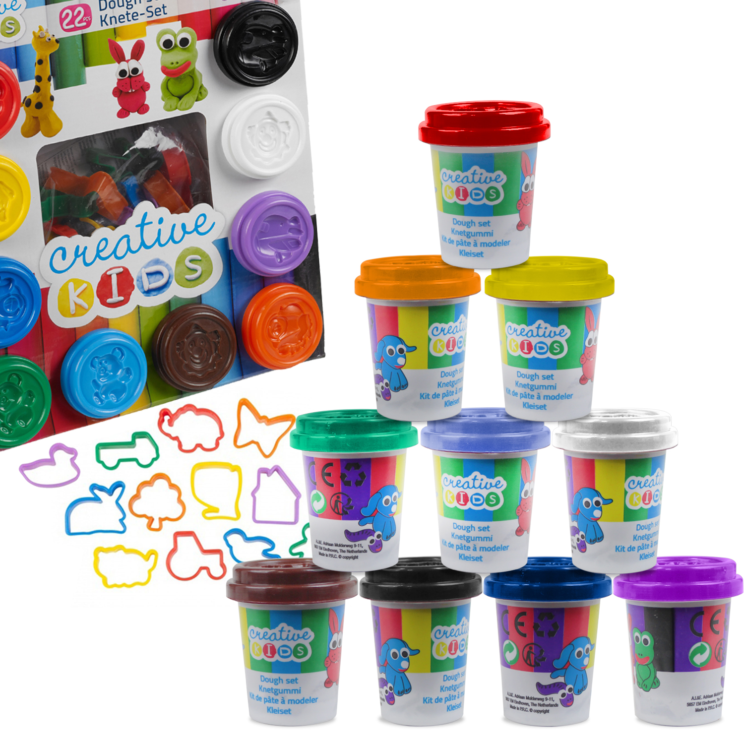 Kids Play Craft Dough 22 Piece Gift Toy Set Doh Clay Tubs Hobby Shapes ...