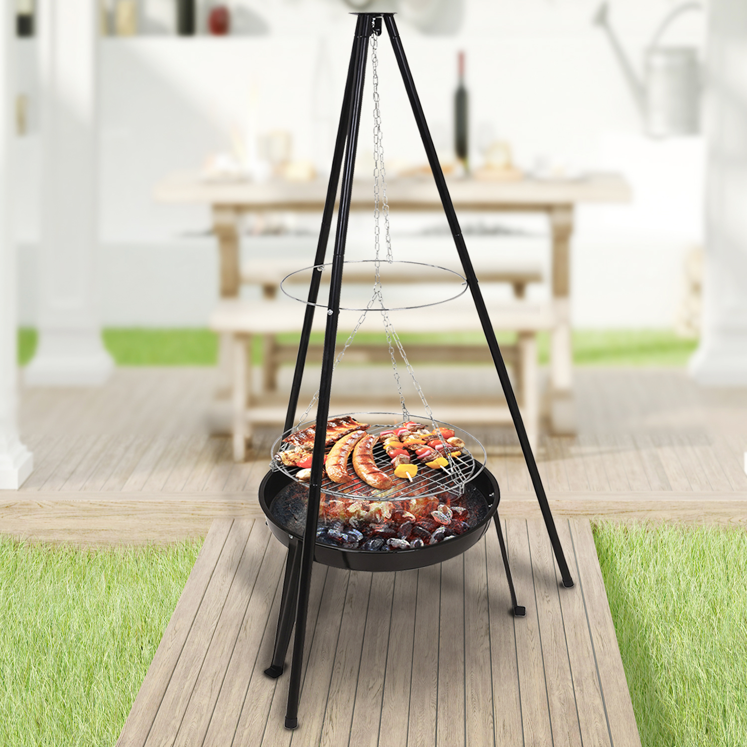 BBQ Firepit Hanging Grill Campfire Outdoor Fire Camping Cooking Patio ...