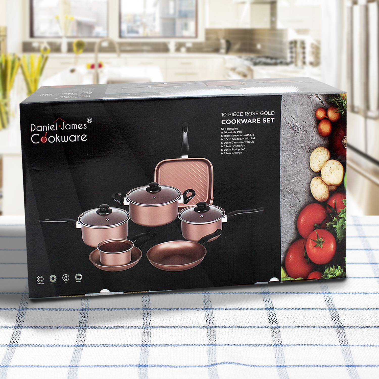 10 Piece Saucepan Set Cookware Pan Rose Gold Stainless Steel Non Stick Cooking eBay