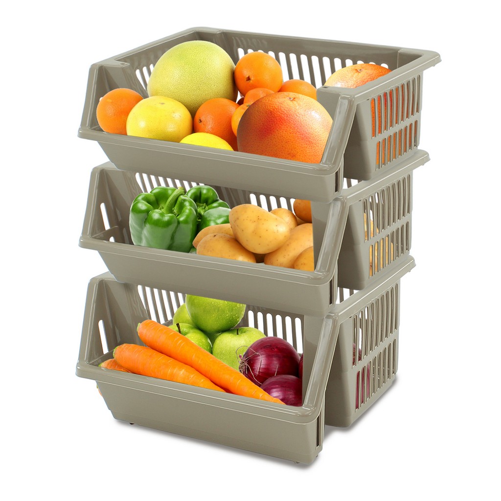 Large Stackable Interlocking Fruit Veg Space Saving Plastic Storage ...