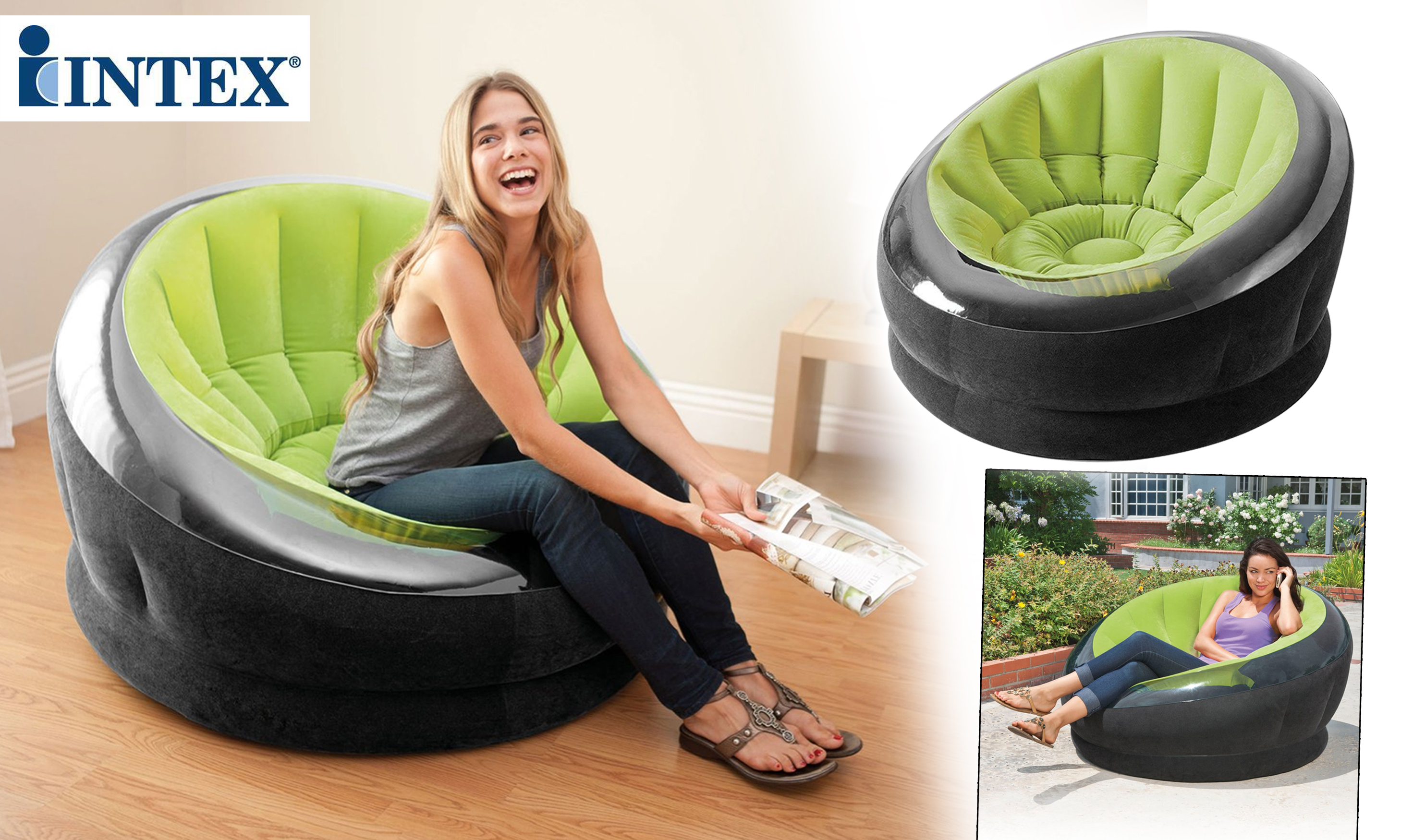 Inflatable Chair Intex Empire Indoor Outdoor Relaxer Blow Up Garden